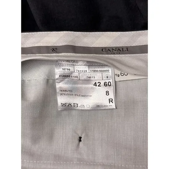 Canali Dress Pants 42 x 31 Mens Gray Wool Pleated Slim Fit Trouser